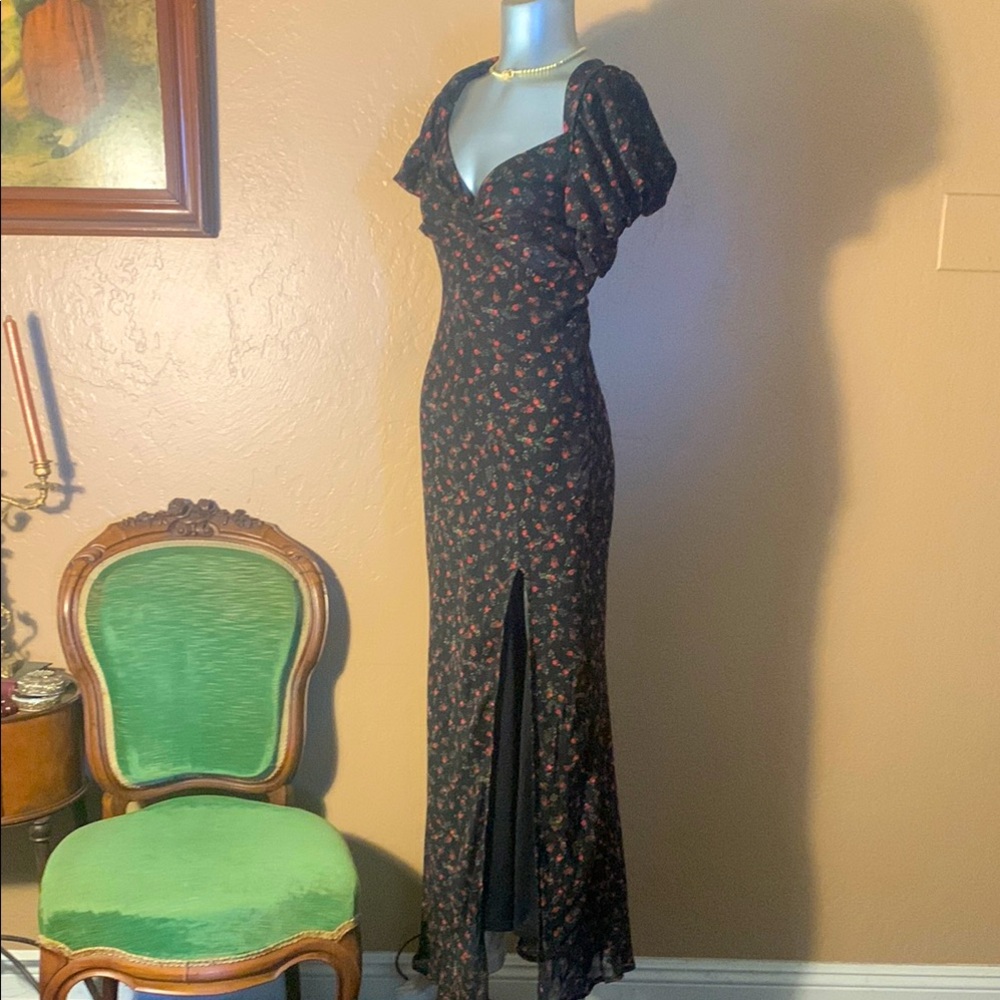 Etophe Studios Black Floral MIDI Dress.  Sz M